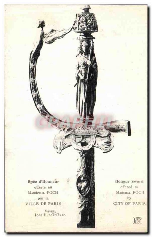 Postcard Ancient Sword of honor offered to Marechal Foch by the city of PAris...