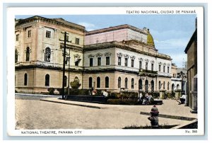 c1920s Park Scene, National Theatre Panama City Panama Unposted Postcard