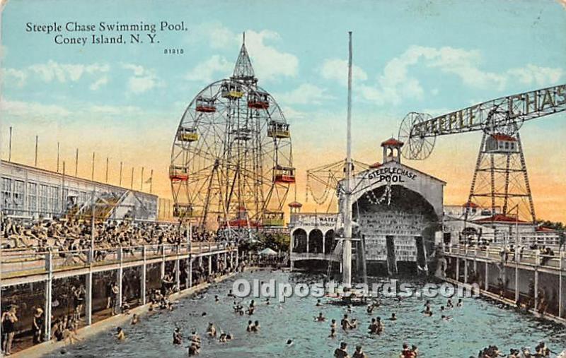 Steeple Chase Swimming Pool Coney Island, NY, USA Amusement Park Unused 