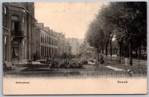 Sneek Netherlands 1906 Postcard Stationstraat Street Scene Houses