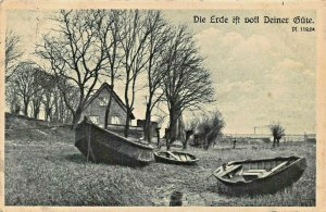 DIE ERDE IST VOLL DEINER GÜTER~PSALM 119 VERSE 64~1930 GERMANY BIBLE POSTCARD