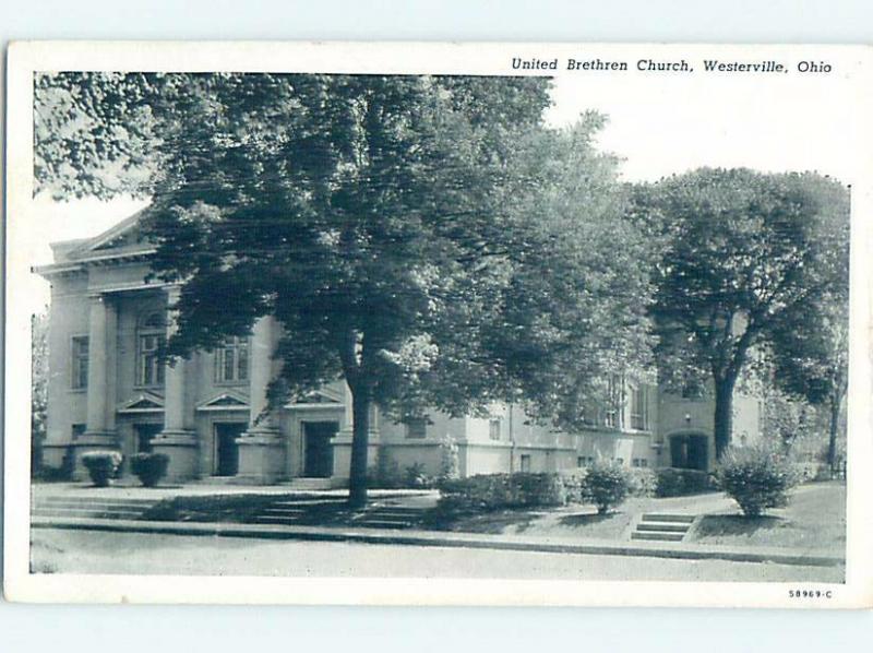 Unused W-Border CHURCH SCENE Westerville - Near Dublin & Columbus Ohio OH A6992