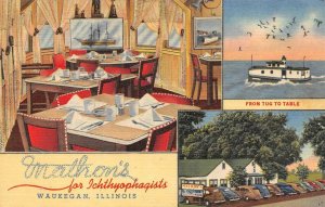 WAUKEGAN, Illinois IL~ MATHON'S RESTAURANT From Tug To Table ROADSIDE Postcard