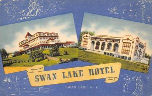 Swan Lake Hotel Landis - Swan Lake, New York NY Postcard