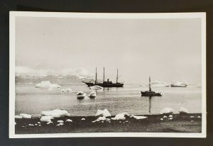 Mint Vintage Greenland Polar Region Ship off the Coast Real Picture Postcard