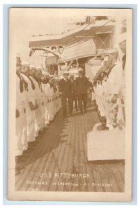 c1920's USS Pittsburgh Captain's Inspection RPPC Photo Unposted Vintage Postcard 