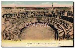 Old Postcard Nimes Les Arenes Interior View