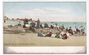 Beach Scene Goggins Rocks Old Orchard Maine 1905c postcard