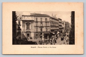 Poerio Square and Roma Street NAPLES Italy Vintage Postcard 0034