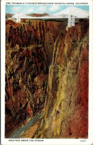 Vtg Suspension Bridge Over The Royal Gorge Colorado CO 1930s Postcard
