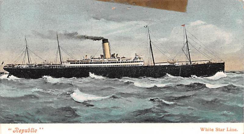 White Star Line Cunard Ship Post Card, Old Vintage Antique Postcard Republic,...