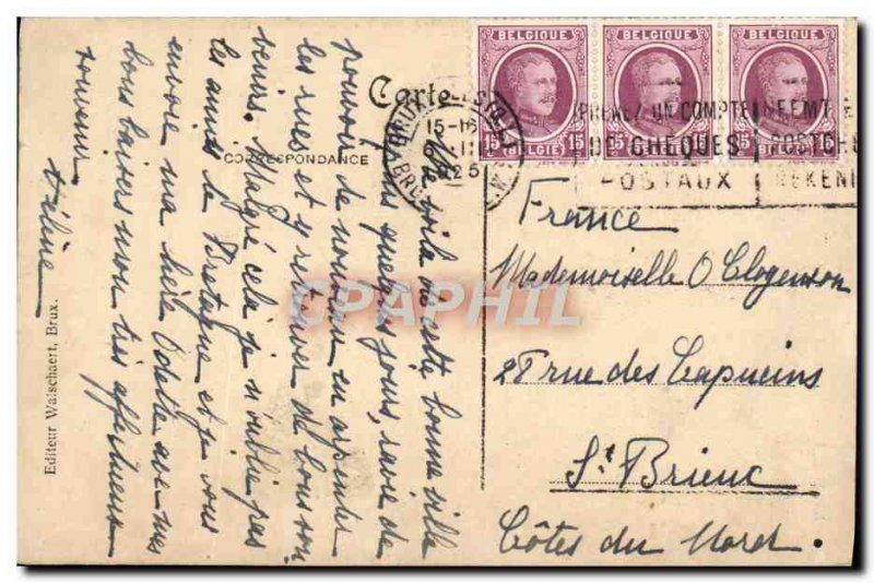 Old Postcard Brussels Hotel De Ville