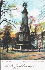 Netherlands Den Haag Monument Sachsen Weimar The Hague Vintage Postcard 09.42