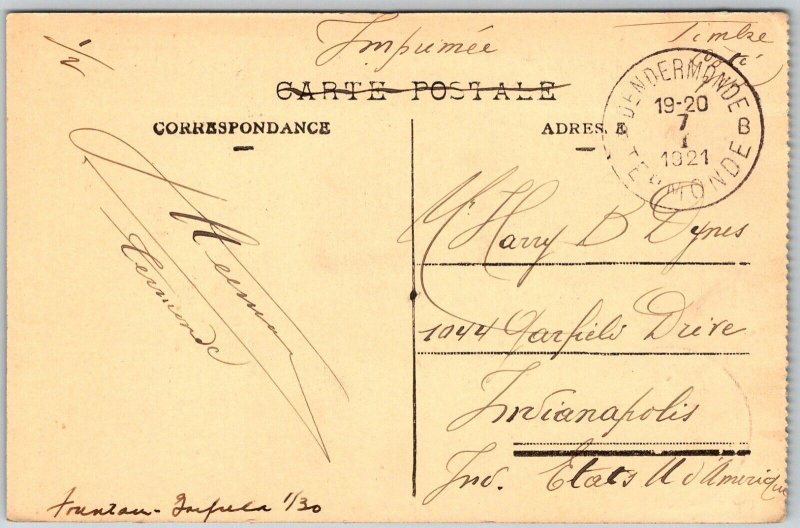 Termonde Belgium 1921 Postcard Entree De La Ville