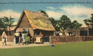 Vintage Postcard 1952 Replica First House Plimouth Plantation Inc. Plymouth Mass
