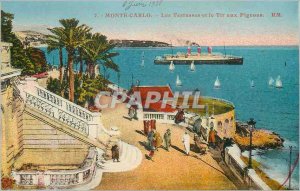 Old Postcard Monte Carlo terraces and Pigeon Shooting Boat