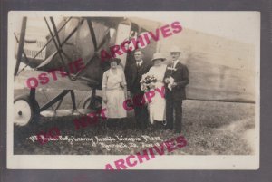 Monmouth ILLINOIS RPPC 1922 AIRPLANE LIMOUSINE Plane WEDDING PARTY Bride Groom