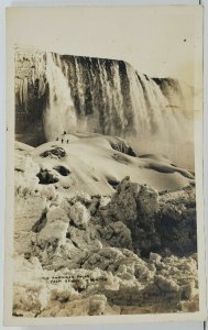 RPPC The American Falls From Below in Winter People On Top Photo Postcard O15