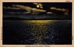 Michigan Greetings From New Buffalo Moonlight Over Lake Curteich