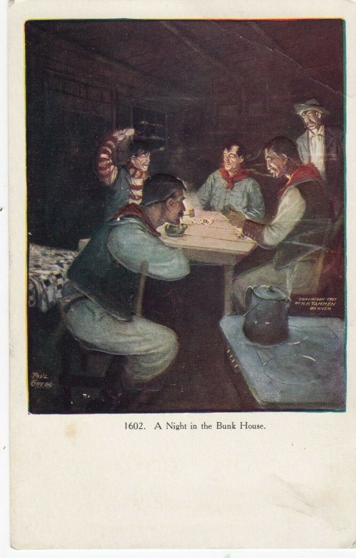 Cowboys playing cards in the Bunkhouse , 00-10s