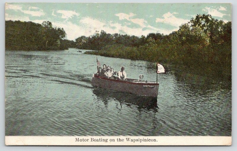 Independence Iowa~Motor Boating on the Wapsipinicon River~Gert Flag~1910 PC