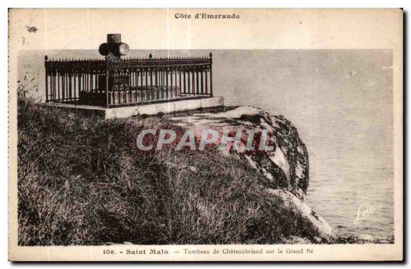 Postcard Old Saint Malo Tomb of Chateaubriand on the Grand