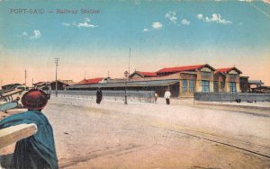 Port Said Egypt Railway Station Vintage Postcard AA46220