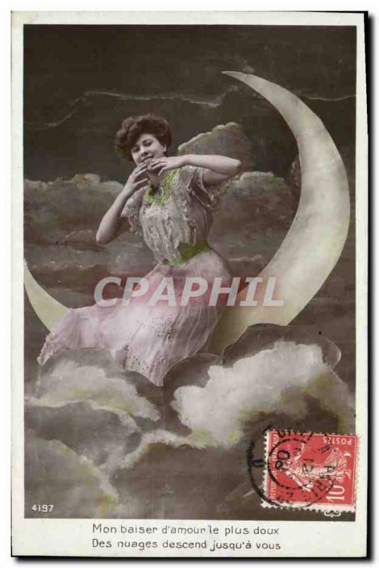 Fantasy Moon Postcard Old Woman
