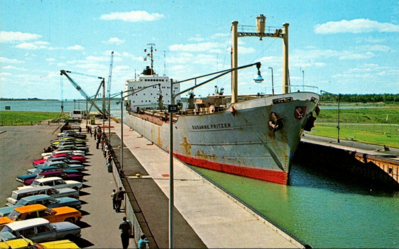 New York Massena German Freighter Susanee Fritzen Transiting The Seaway Locks