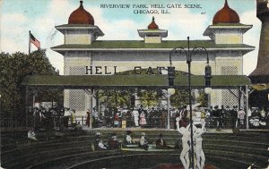 c.'08, Hell Gate, Riverview Amusement Park, Msg, Chicago, IL  Old Postcard