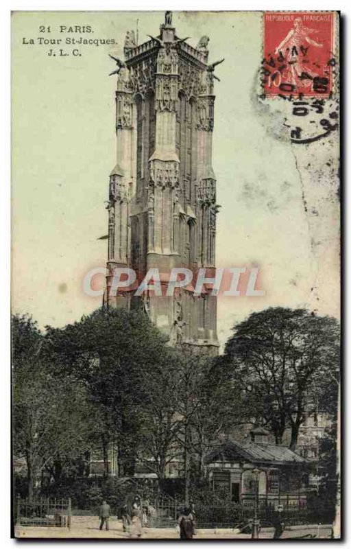 Old Postcard Paris St Jacques Tower