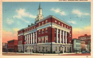 Vintage Postcard 1920's City Hall Building Hagerstown Maryland MD Structure