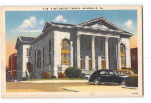 Gainesville Georgia GA Postcard 1930-1950 First Baptist Church