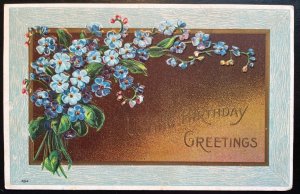 Vintage Victorian Postcard 1901-1910 Loving Birthday Greetings - Blue Flowers