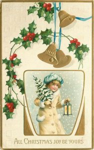 Christmas, All Christmas Joy be Yours, Women, Bells, Holly