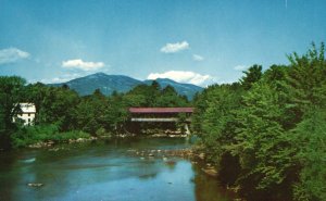 Vintage Postcard 1959 Covered Bridge Over Saco River Conway White Mountains NH