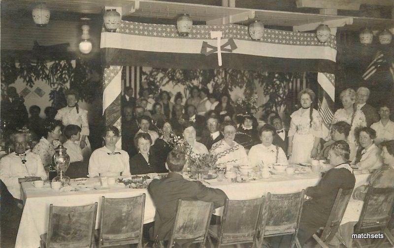 1916 Washington Supper Interior RPPC real photo patriotic Colonial Dames 3349