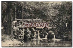 Old Postcard Bois de Vincennes Road Cascades Drum and rustic bridge