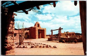 Tucson Arizona AZ, 1963 Old Tucson Studios Mission Adobe Church, Desert Postcard