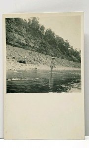 RPPC  Woman Posing on the Beach for Picture Postcard G5