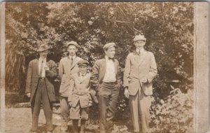 RPPC Handsome Group of Cool Young Men Wearing Newsboy Cap Hats Postcard Z22