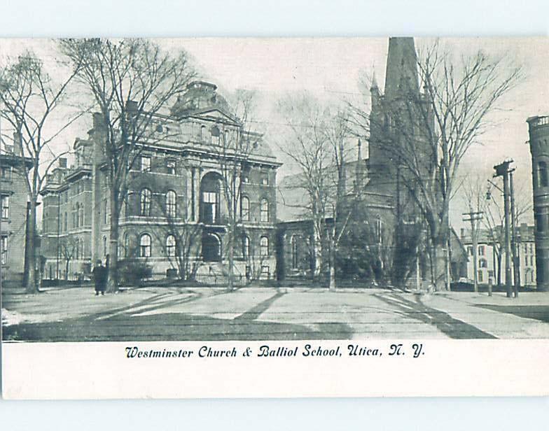 Pre-1907 SCHOOL AND CHURCH Utica New York NY G4460