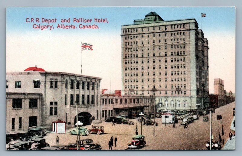 CALGARY ALBERTA CANADA RAILWAY STATION ANTIQUE POSTCARD RAILROAD DEPOT 