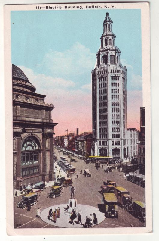 P330 JLs postcard old buffalo ny electric building old cars, trucks