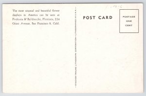 Advertising~Podesta & Baldocchi Florists Flower Display~Vintage Postcard