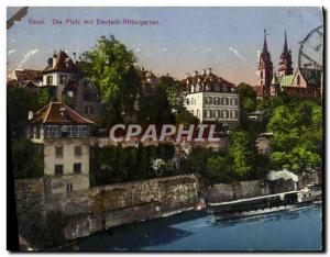 Old Postcard Basel Die Pfalz Mit Deutsch Rittergarten