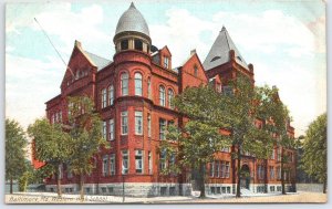 Vintage Baltimore MD Western High School Red Brick Building Postcard