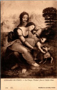 Vtg Leonard De Vinci The Virgin The Child & St Anne Louvre Museum Paris Postcard