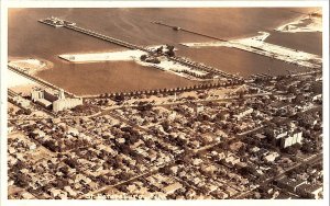 RPPC Postcard Aerial View St. Petersburg Florida Homes Pier 1950s