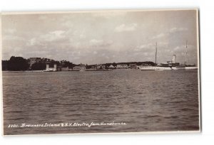 Brownsea Island Dorset England Vintage RPPC Real Photo Water View Ship